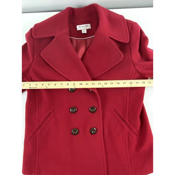 Vntg Preston & York 8P Red Wool-Blend Peacoat Double-Breasted Pocket Fully Lined - Picture 7 of 16